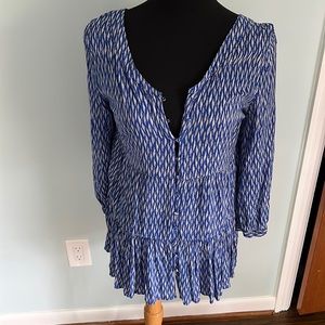 Anthropologie blue tiered blouse